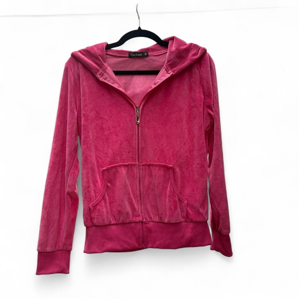 Tracksuit pink velour quarter-zip hoodie